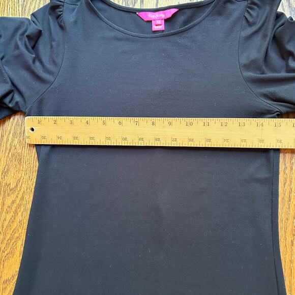 Lilly Pulitzer Leonie Ruffled Tiered Sleeve Dress in Onyx Black Stretch Size XS - Picture 8 of 8